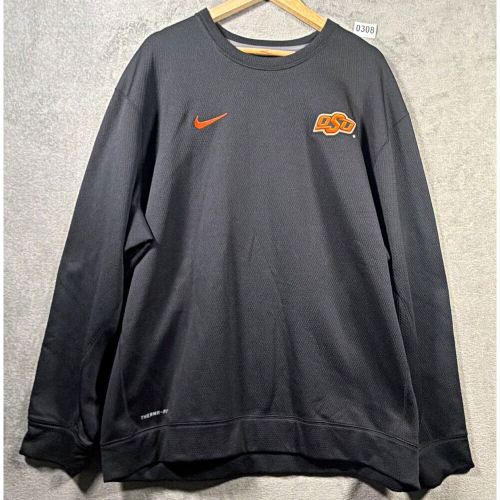 Nike Therma-FIT OSU Oklahoma State Cowboys Black Crew Neck Sweatshirt Men’s 3XL